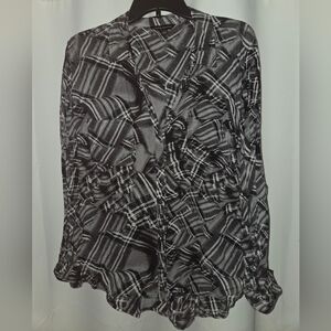 Rock & Republic Black and White Plaid Top